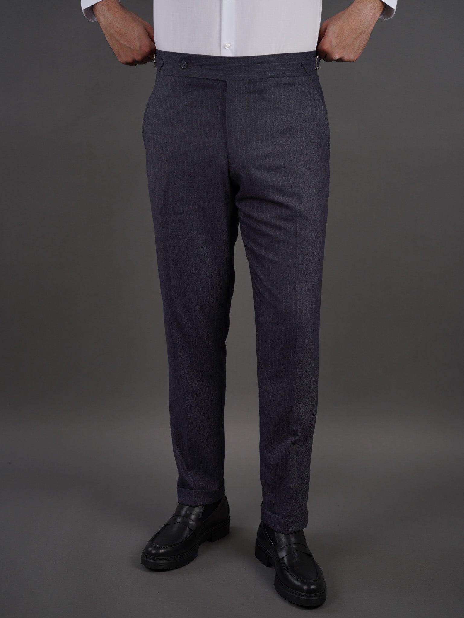 slim  fit chino high waist trousers -Gray s