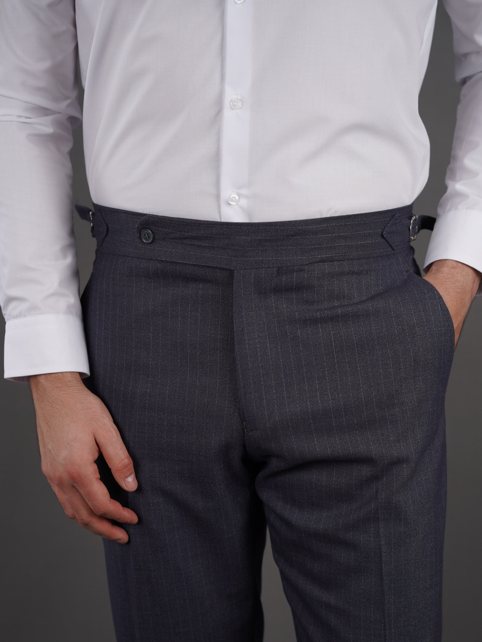 slim  fit chino high waist trousers -Gray s