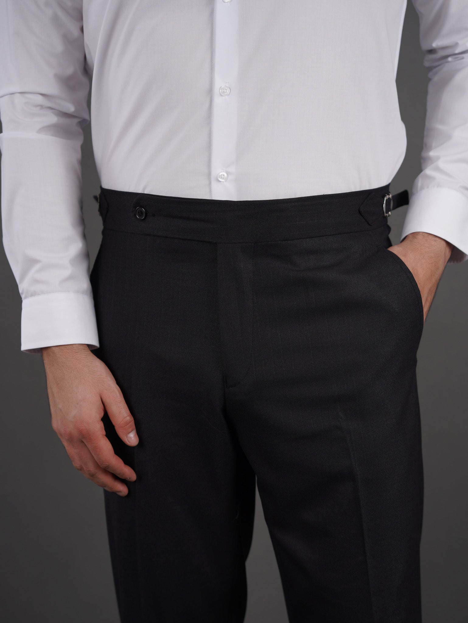 slim  fit chino high waist trousers -  BLACK