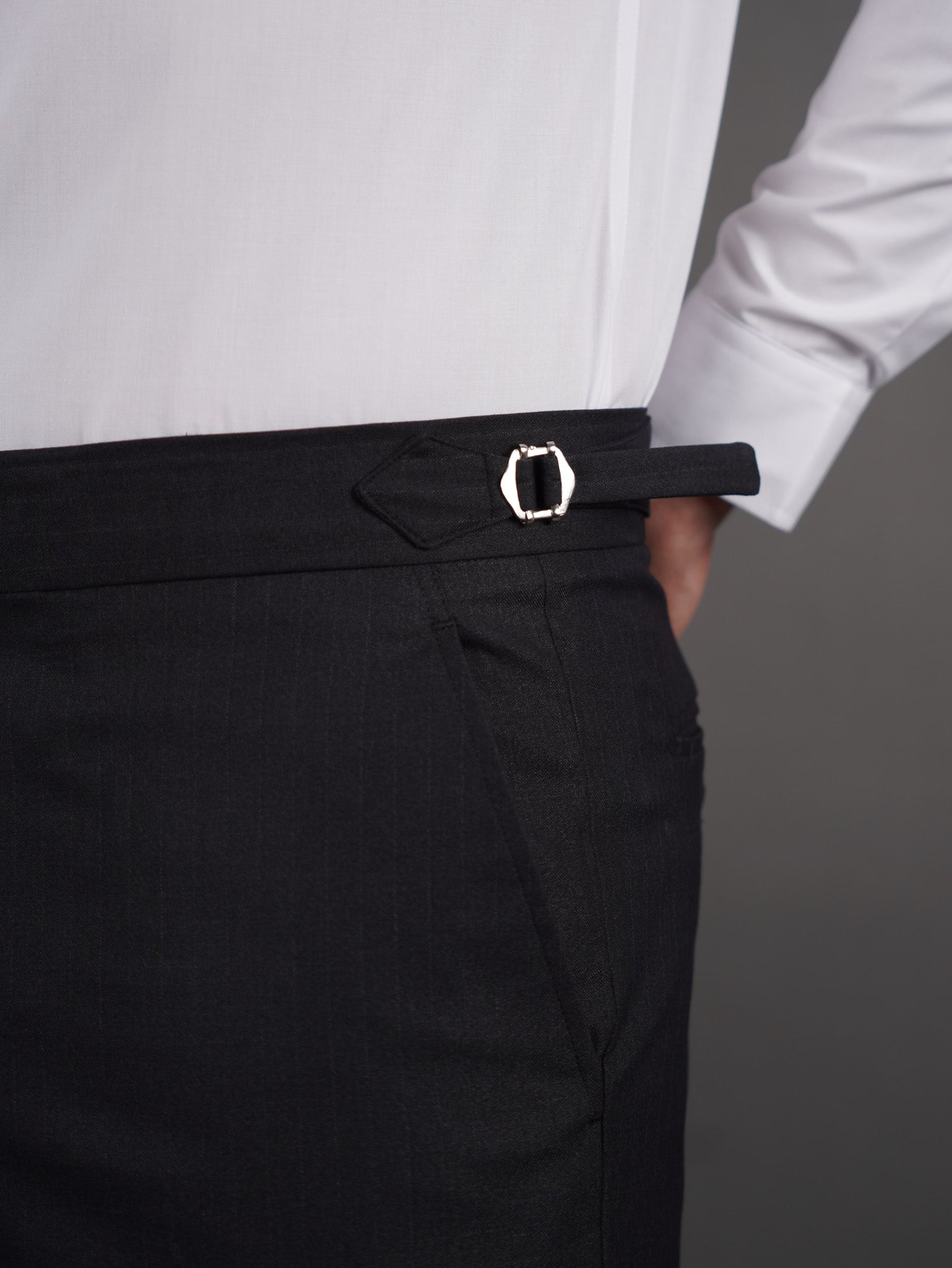 slim  fit chino high waist trousers -  BLACK