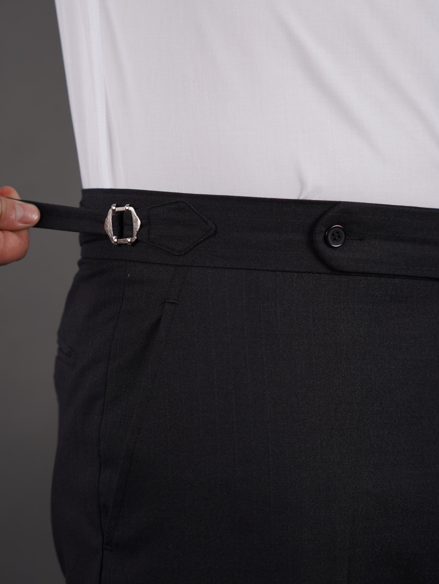 slim  fit chino high waist trousers -  BLACK