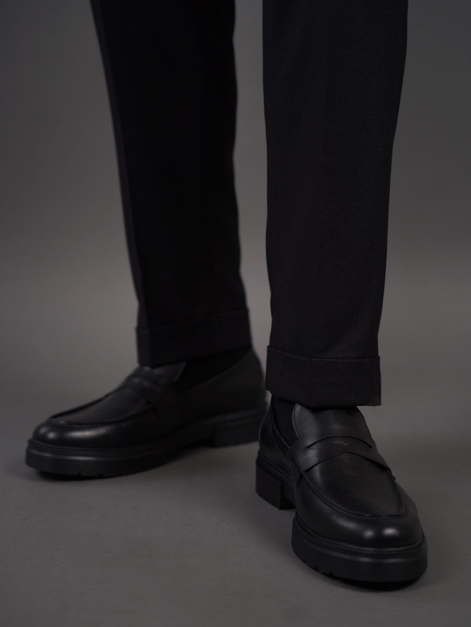 slim  fit chino high waist trousers -  BLACK