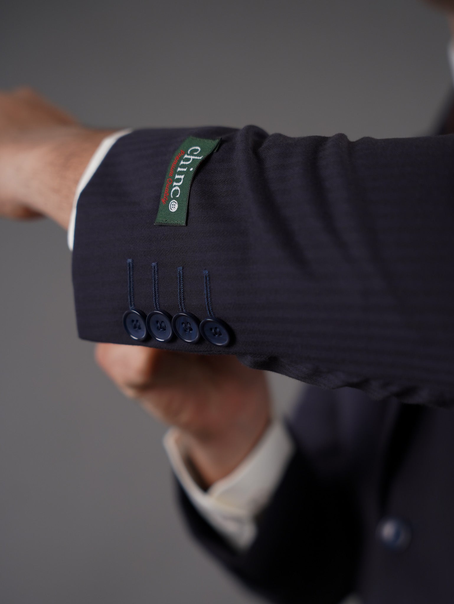 "Slim fit suit with two pockets - NAVY STRIPED