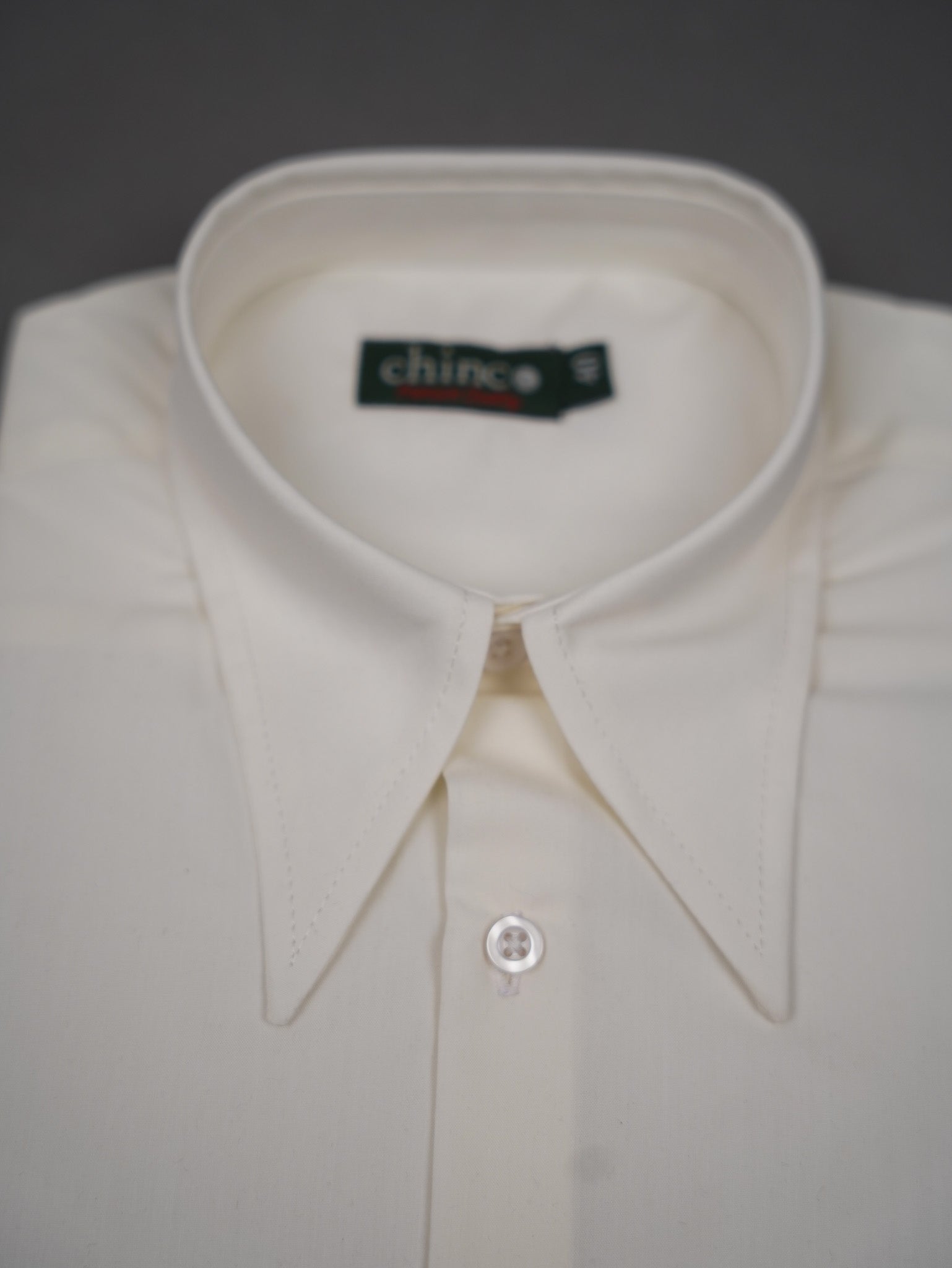slim fit Long Point collar classic chemis - OFF WHITE