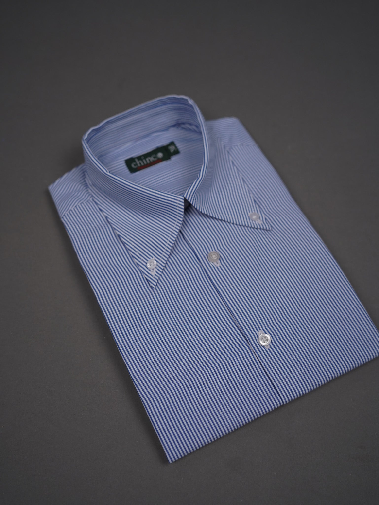 Oxford Long Point collar classic chemise -  NAVY STRIPED