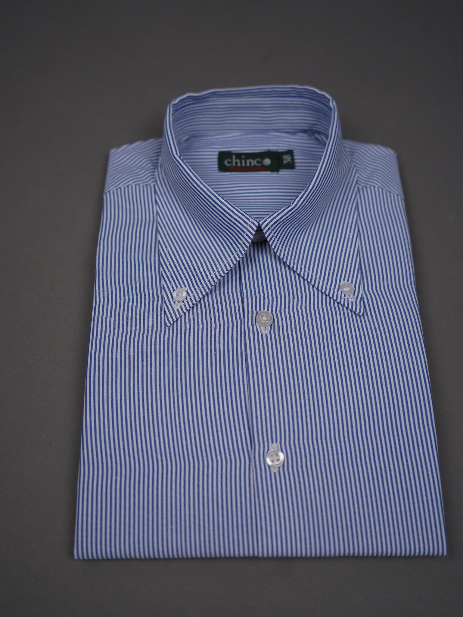 Oxford Long Point collar classic chemise -  NAVY STRIPED