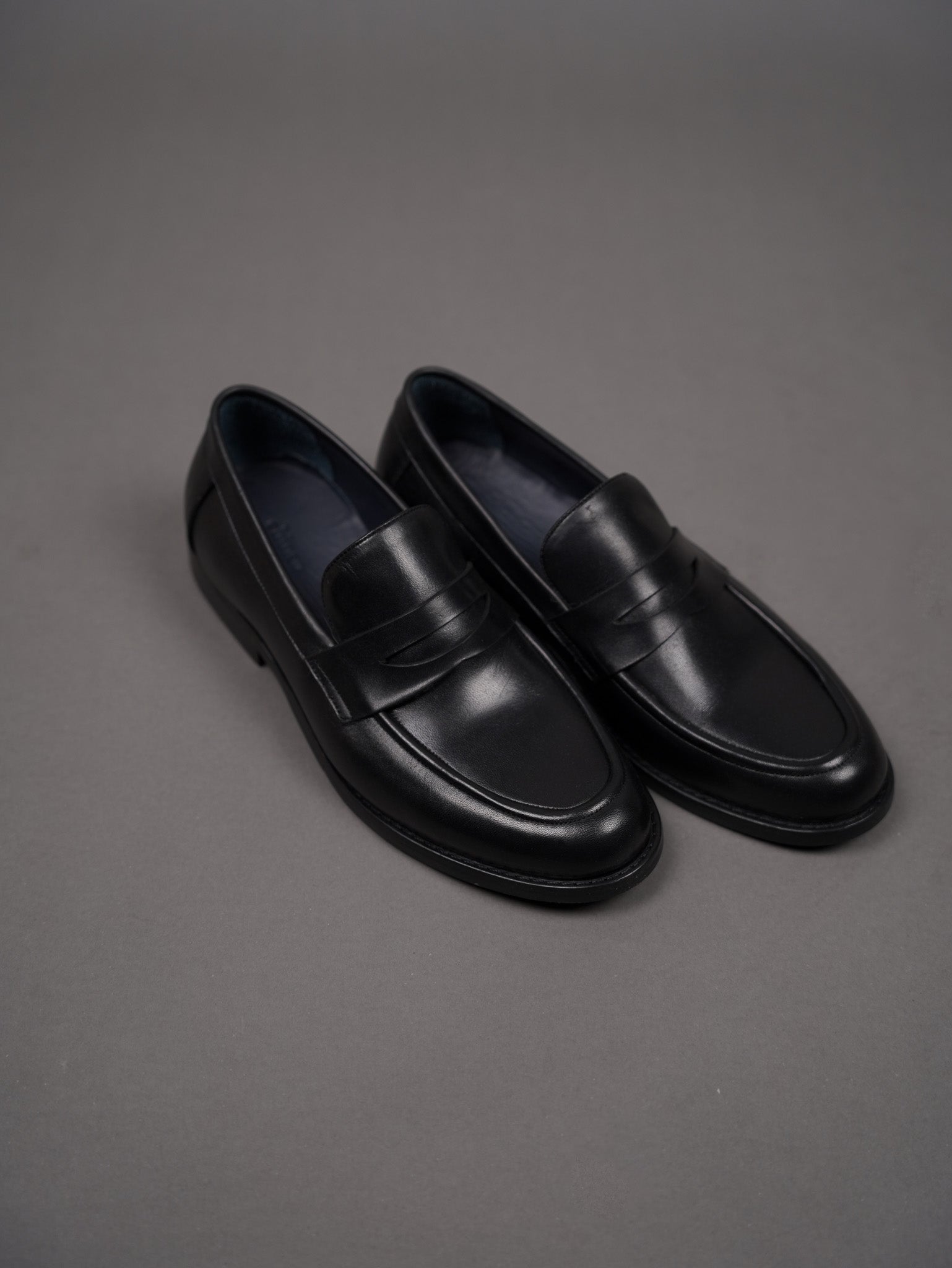 Penny leather loafers -BLACK