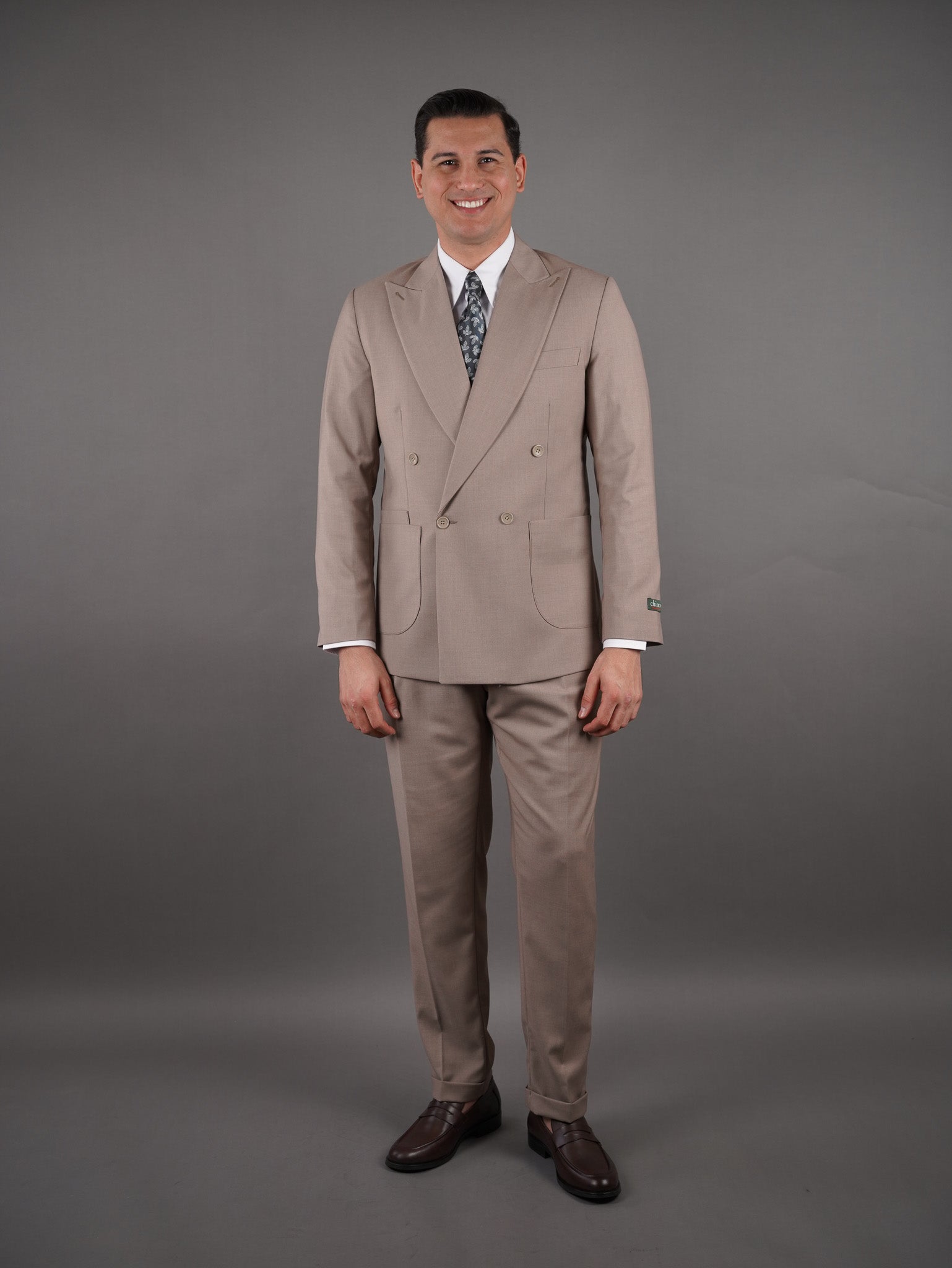Four-Button Double-Breasted Unlined suit - cacao