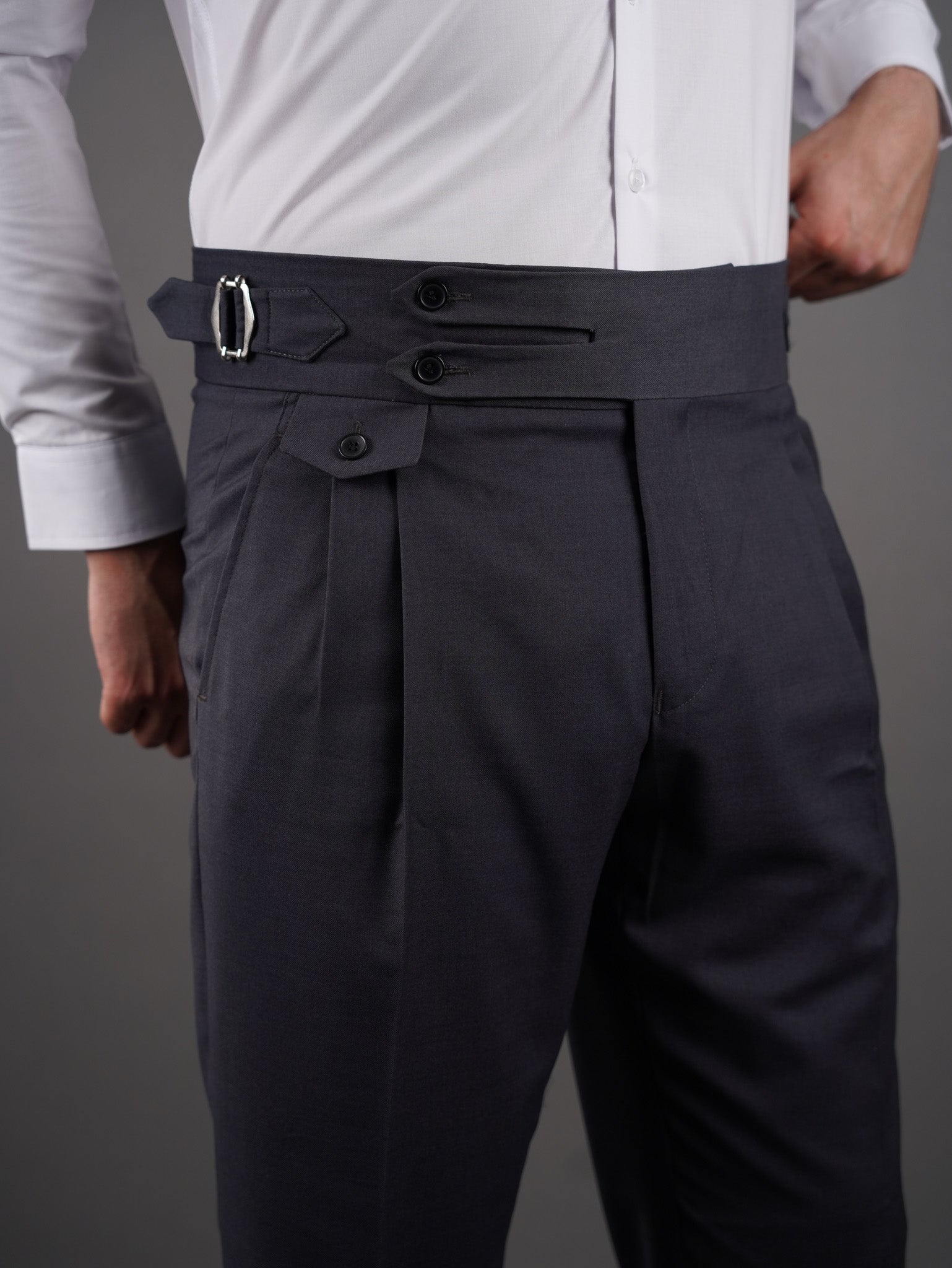 Double button Gurkha trousers - gray
