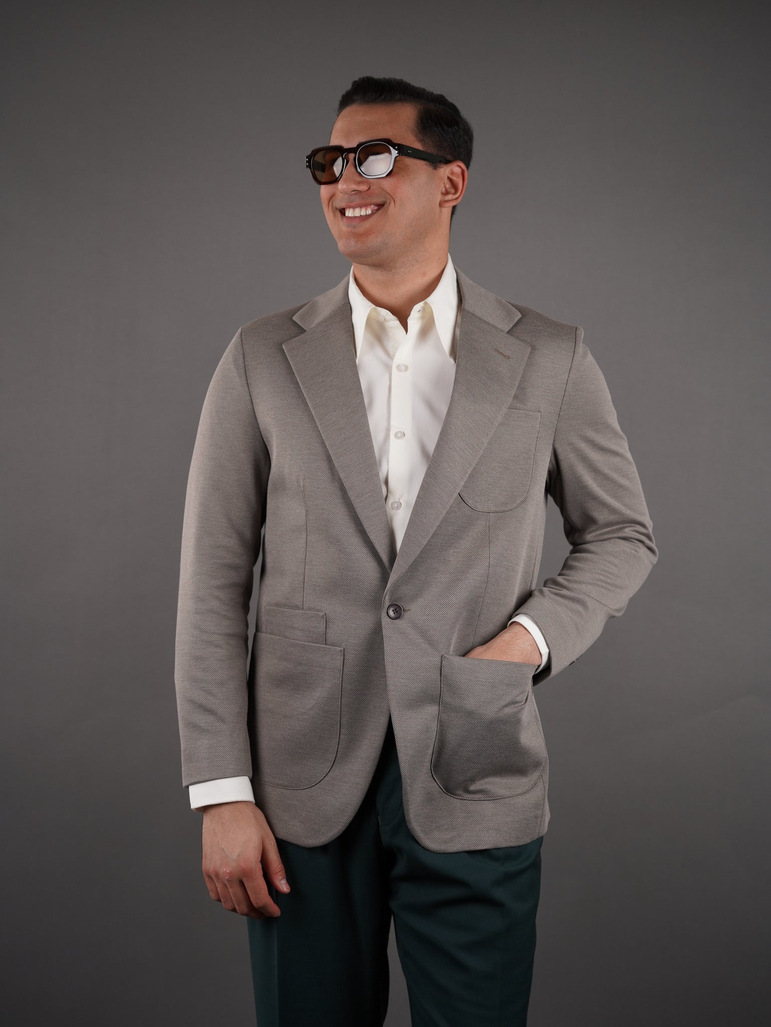 Unlined Lycra Blazer - cacao