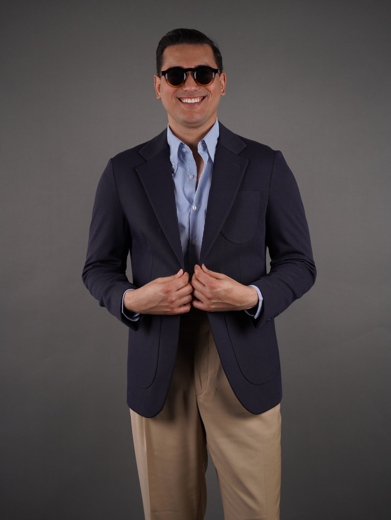 Unlined Lycra Blazer - navy