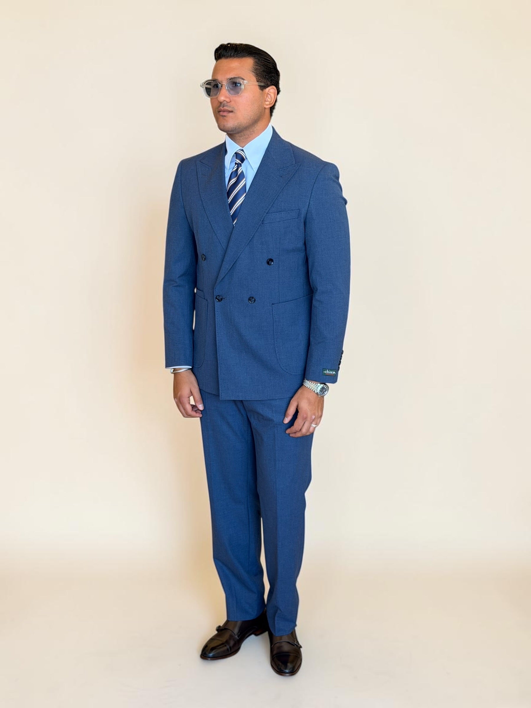 Double breasted 4 button suit - Blue