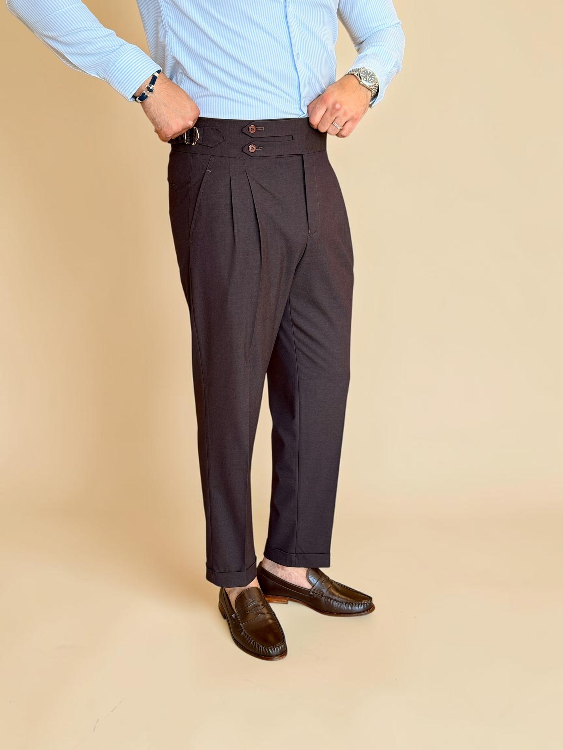 Double-Belt Gurkha Trousers - Brown
