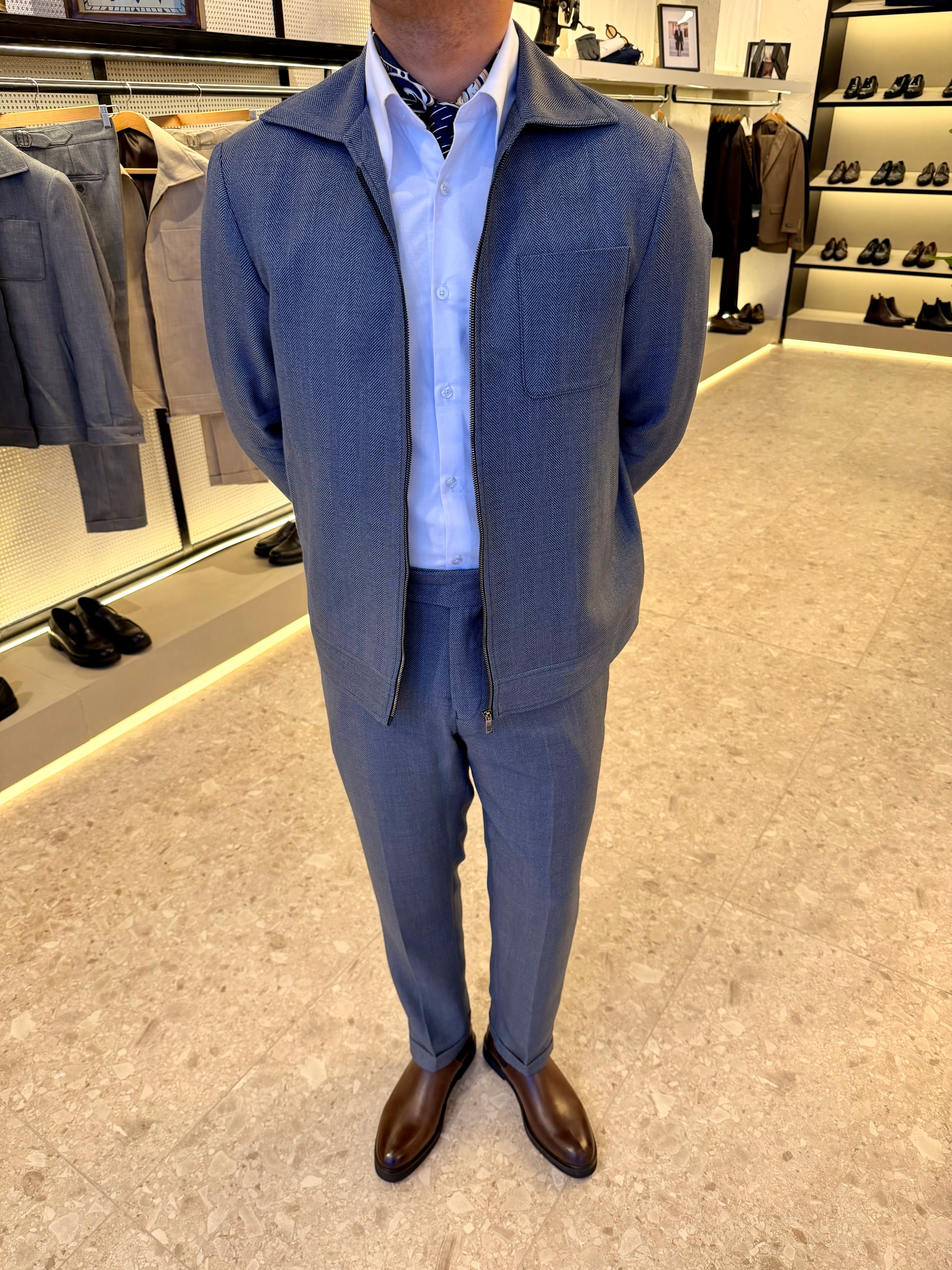 The Herringbone Set - Navy