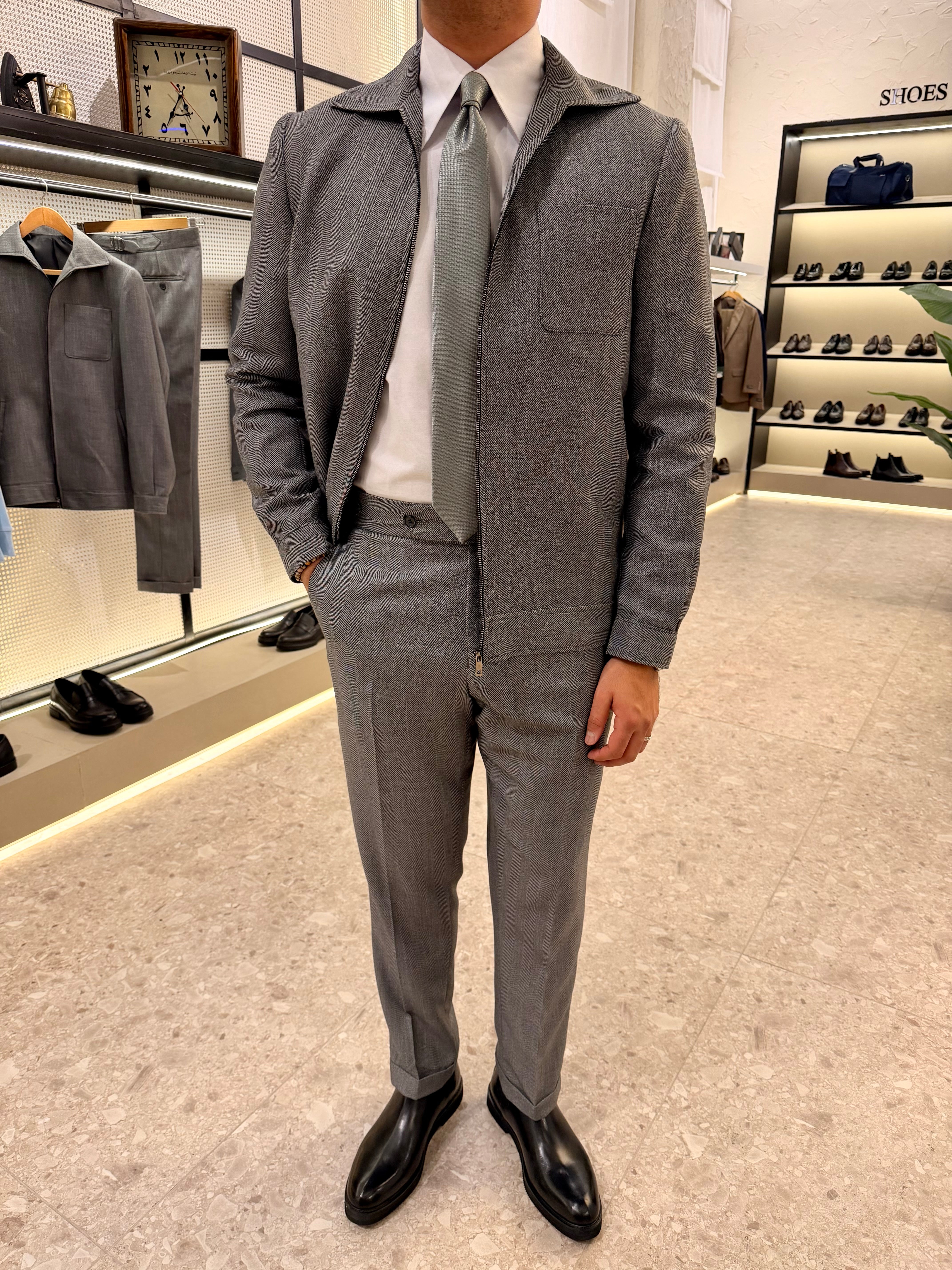 The Herringbone Set - Gray