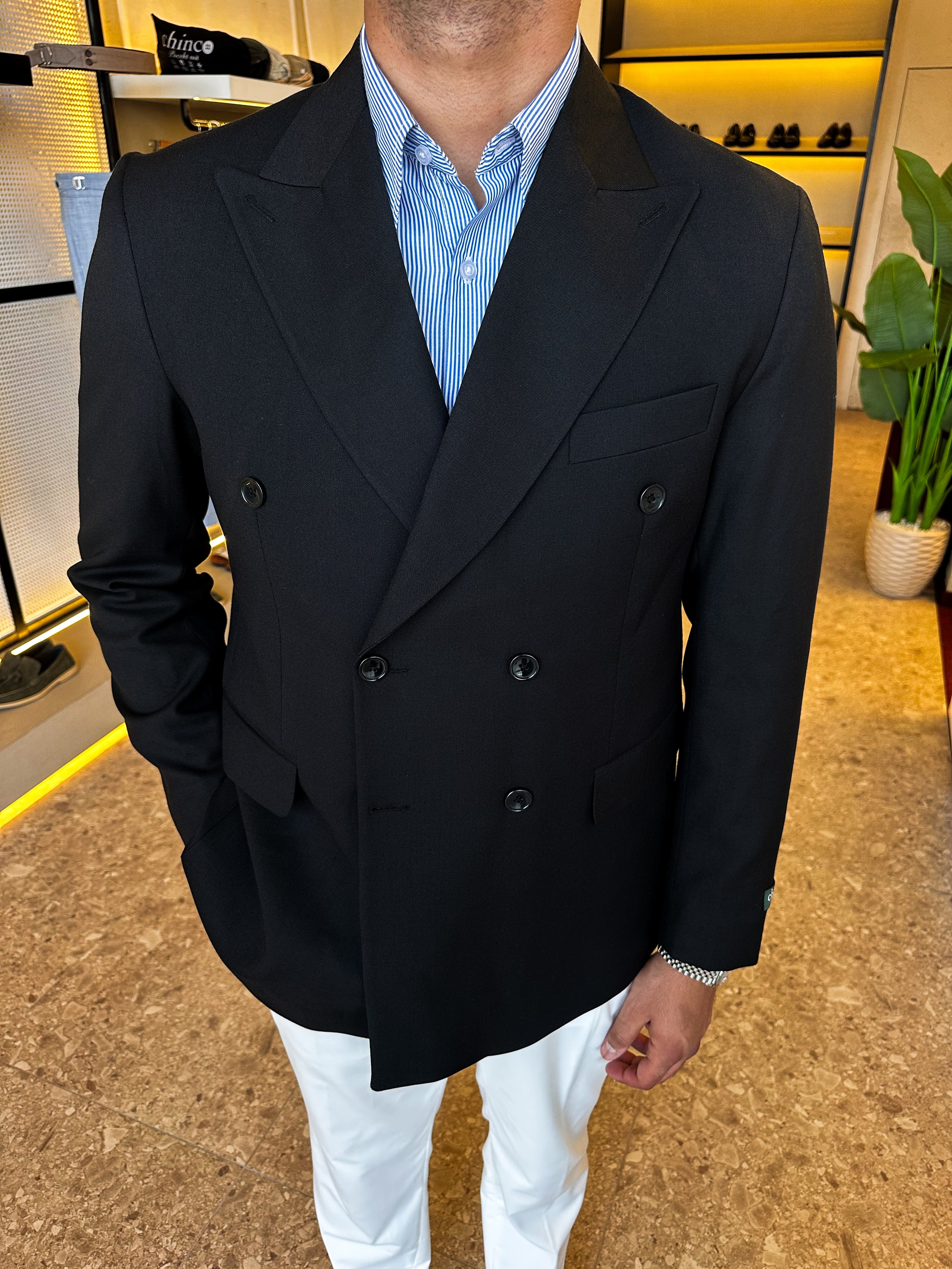 Double breasted blazer - black