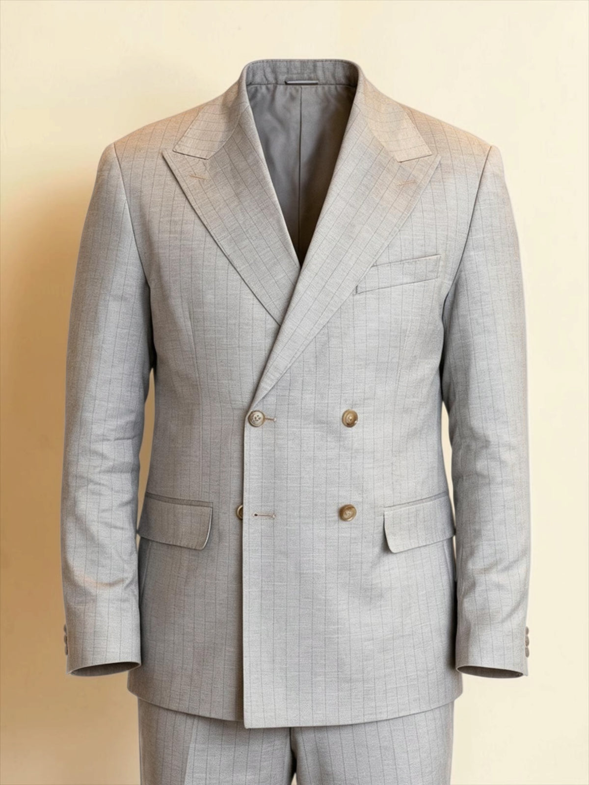 Pinstripe Double-Breasted suit - Beige