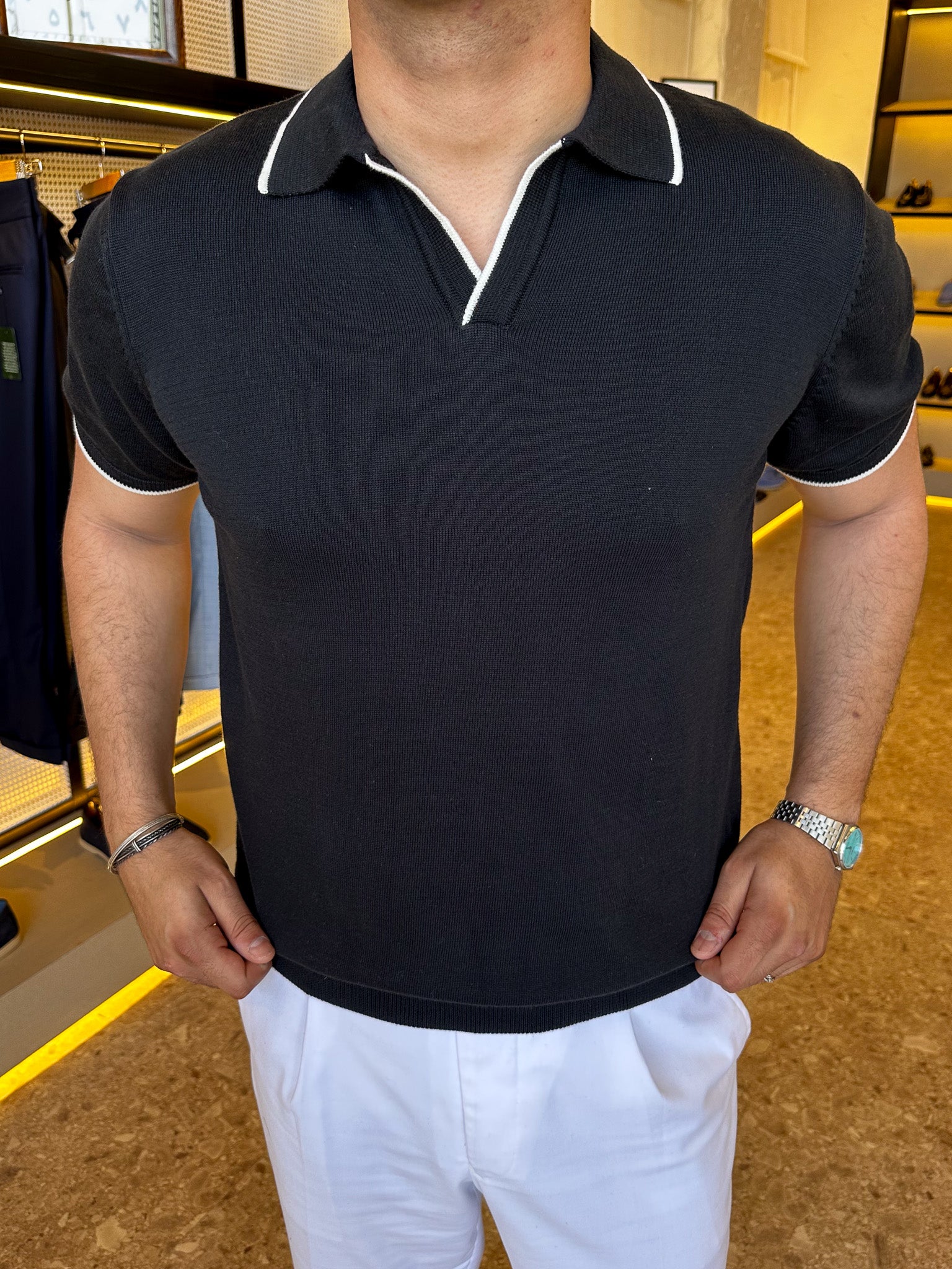 polo line knitwear - black