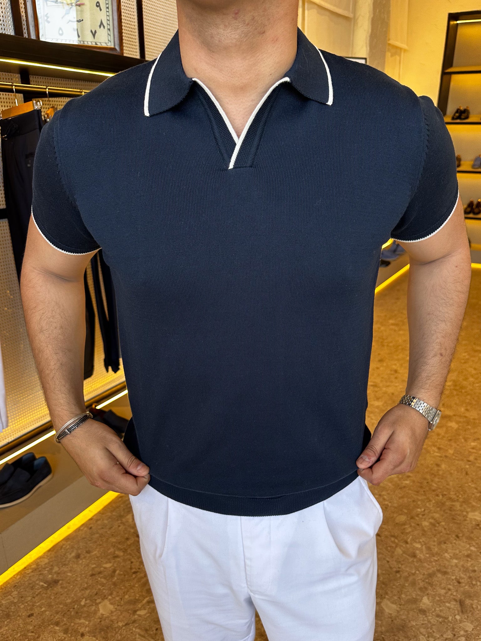 polo line knitwear - Navy