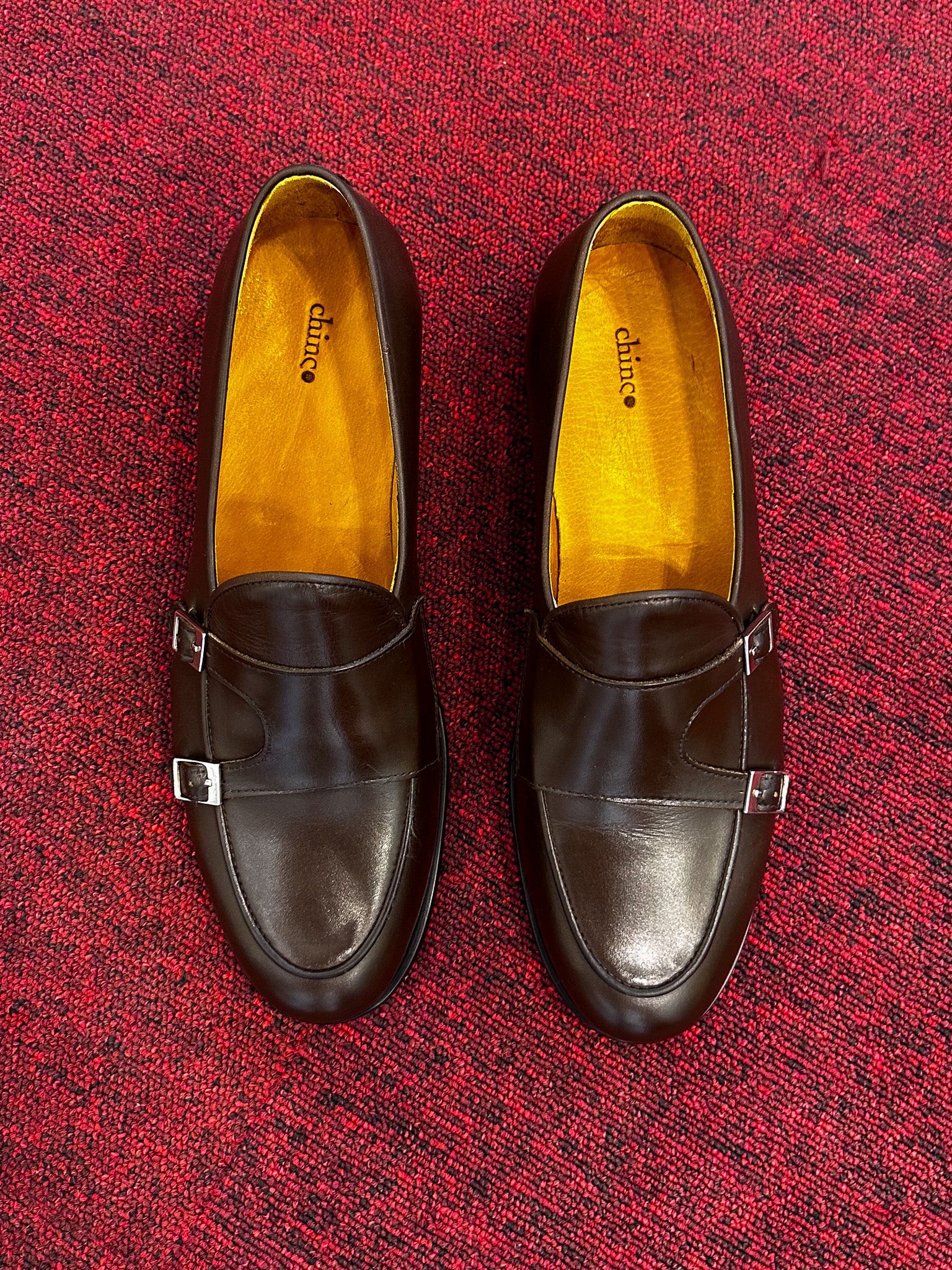 Double monk leather loafers - Brown
