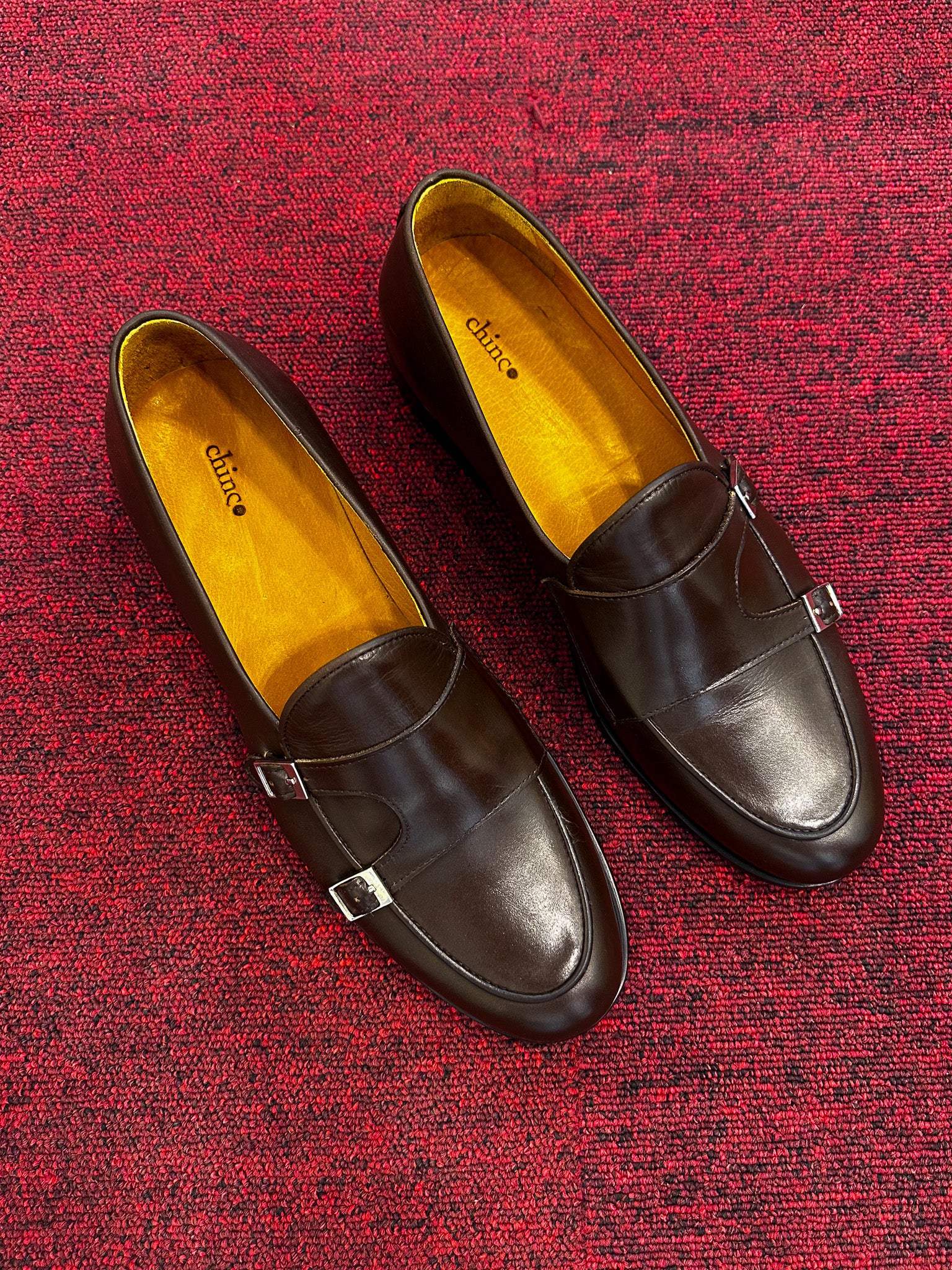 Double monk leather loafers - Brown
