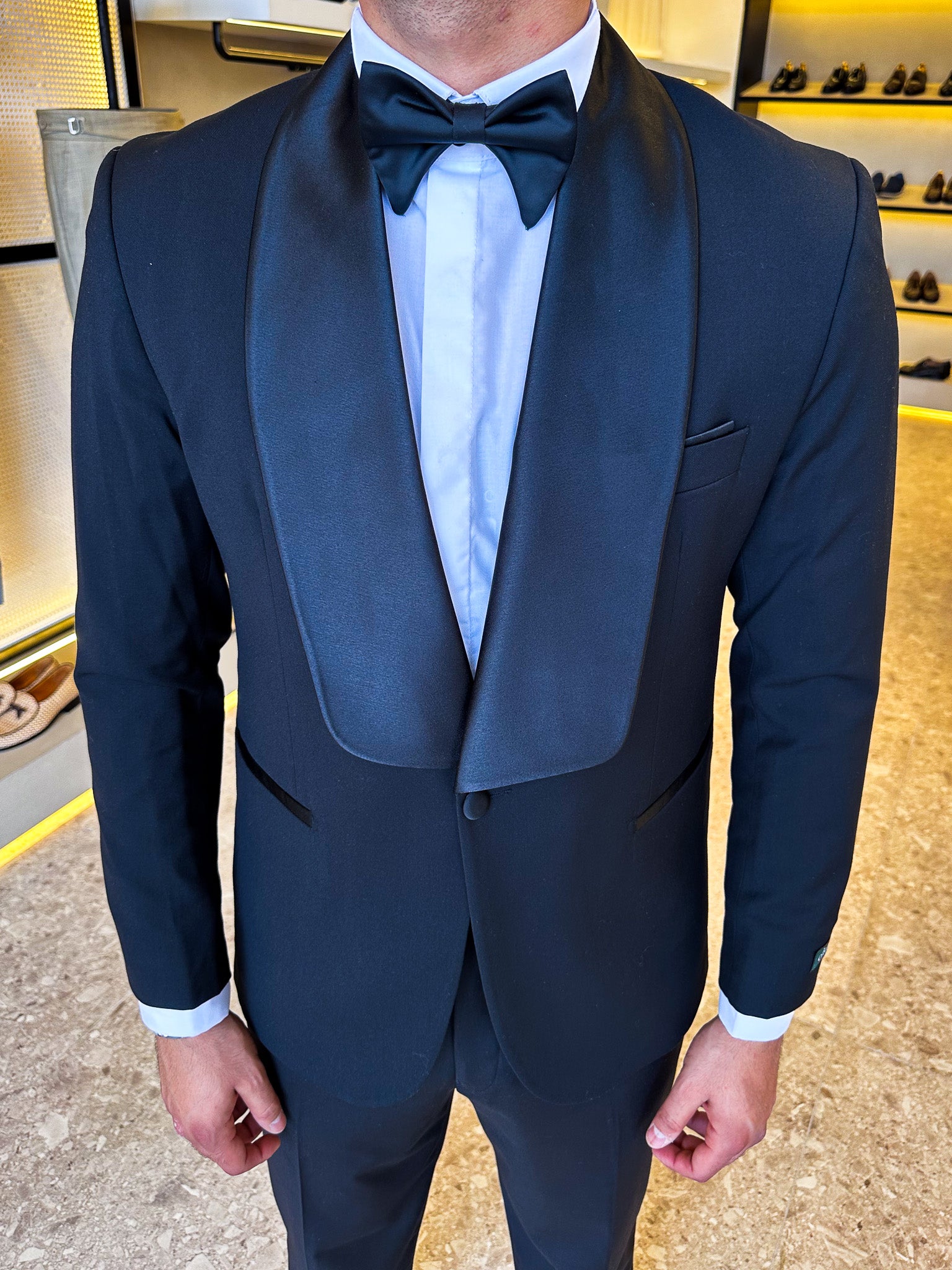 Shawl Collar Tuxedo Blazer  - Black