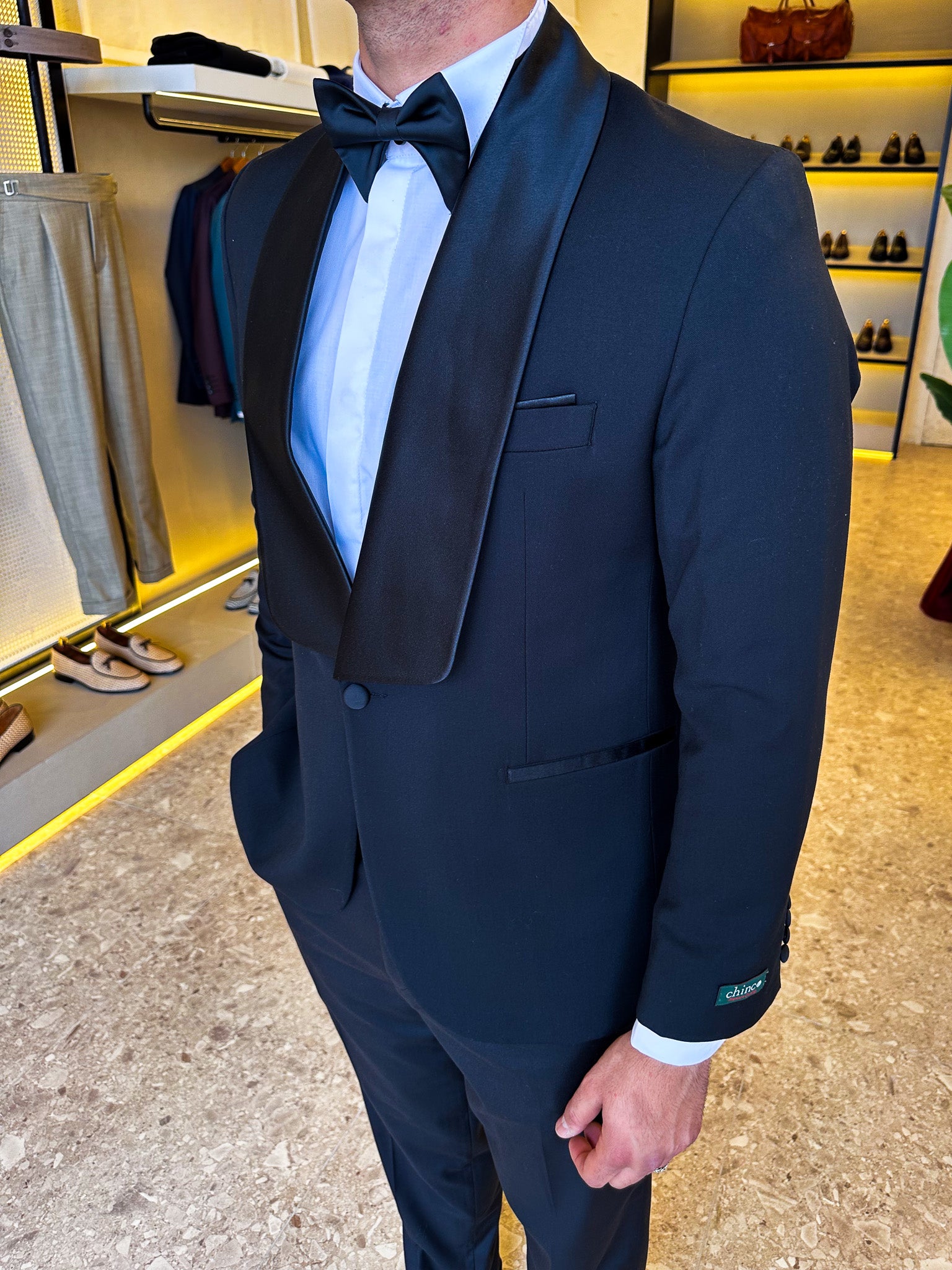 Shawl Collar Tuxedo Blazer  - Black