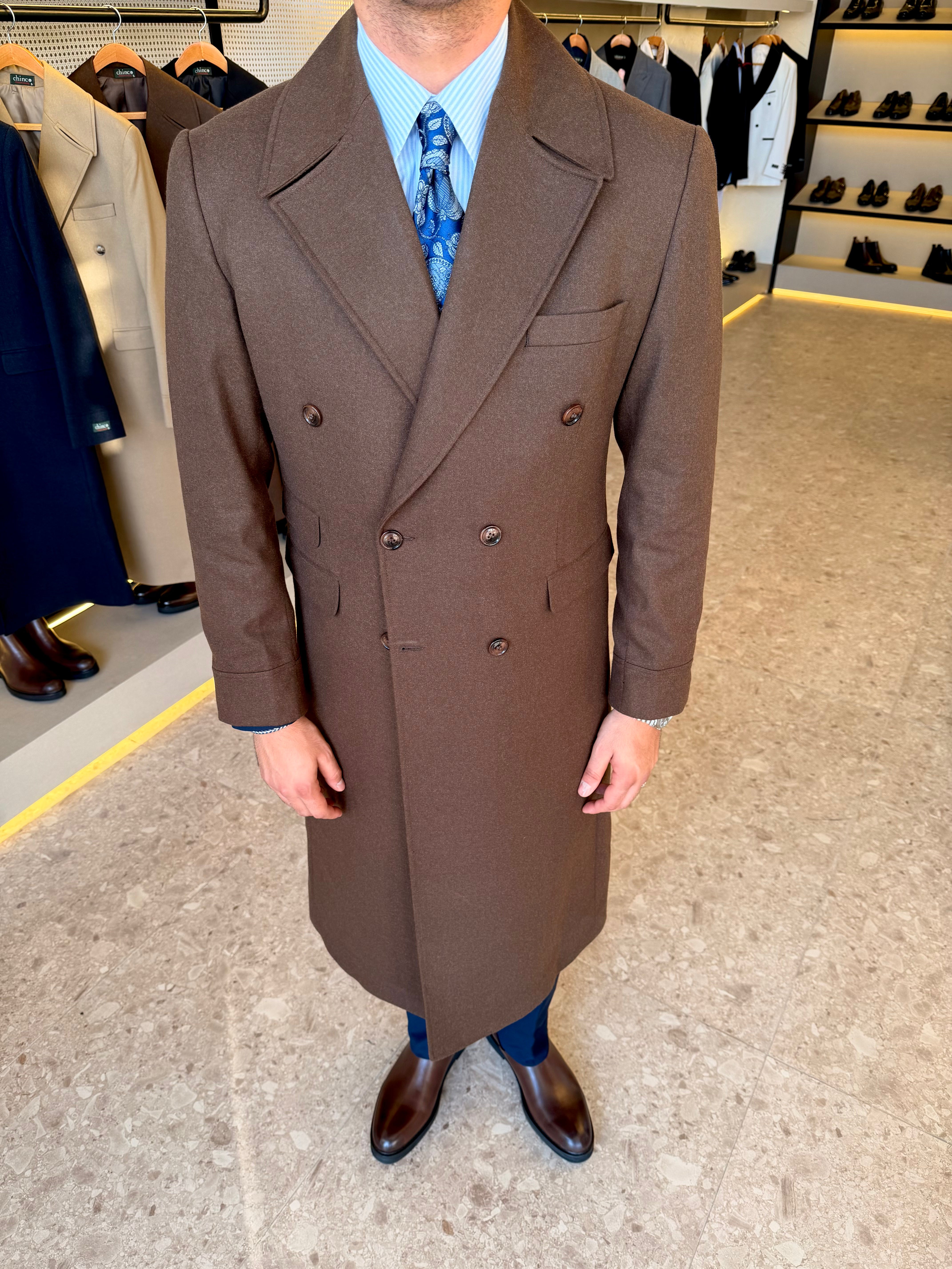 long double breasted coat  - Brown