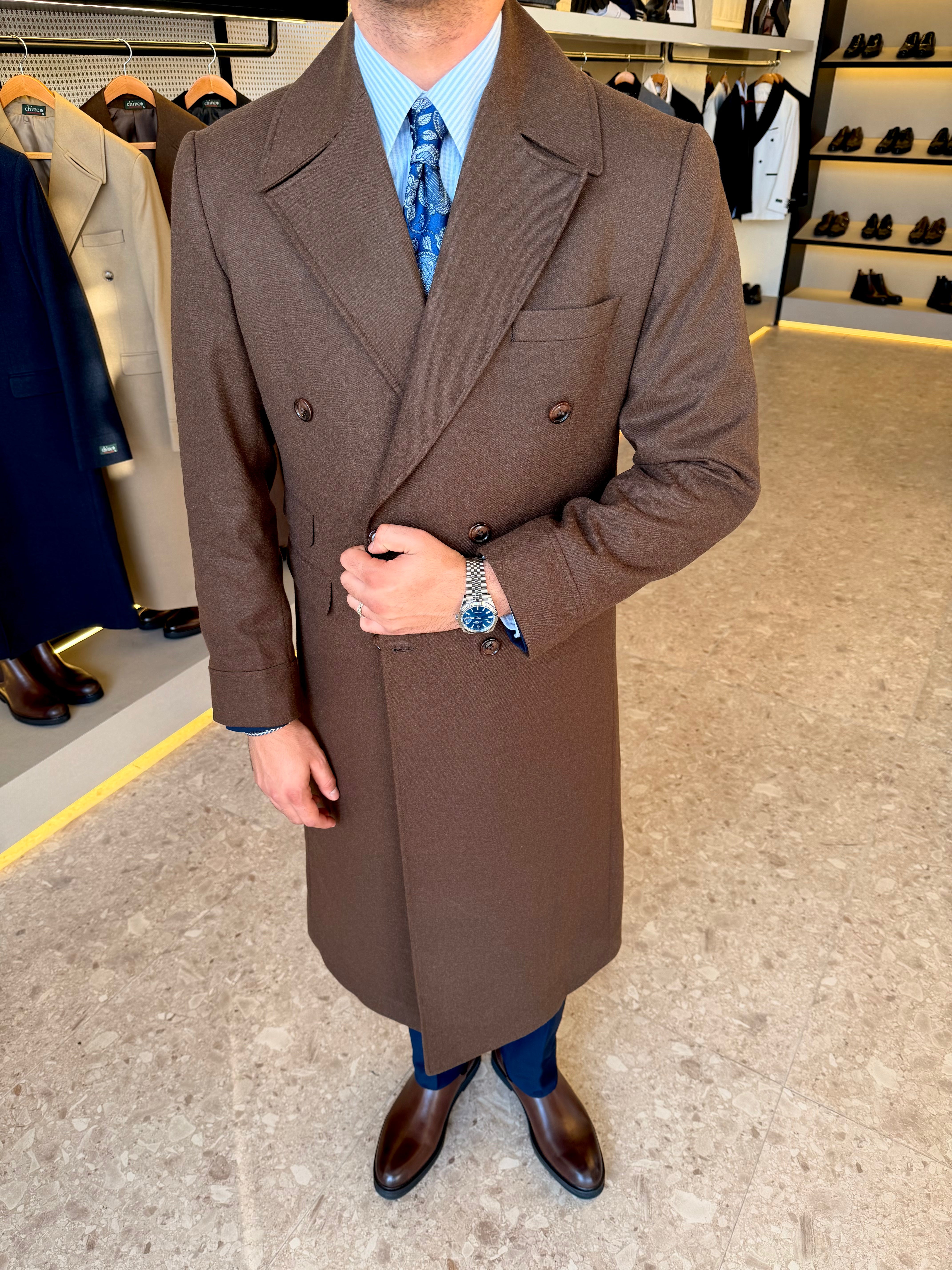 long double breasted coat  - Brown