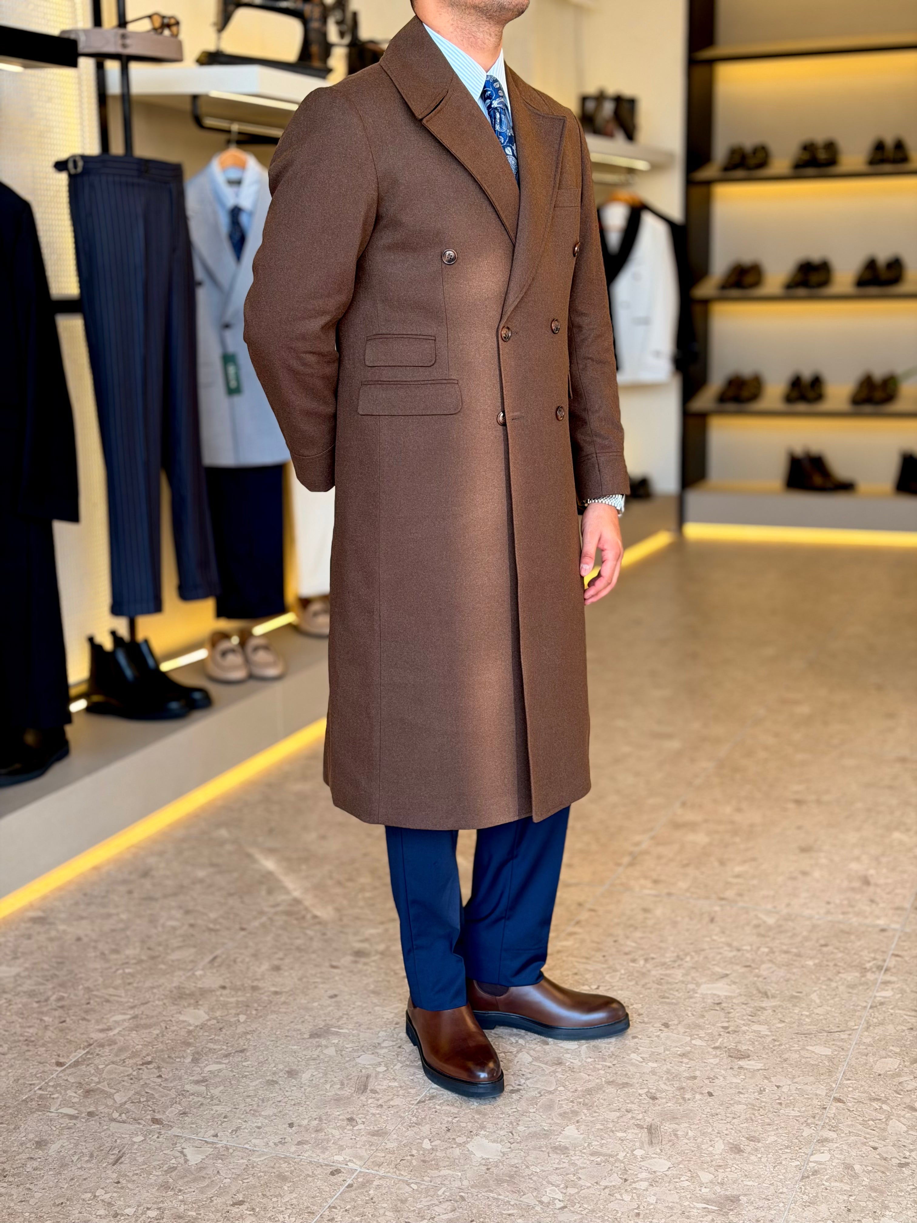 long double breasted coat  - Brown