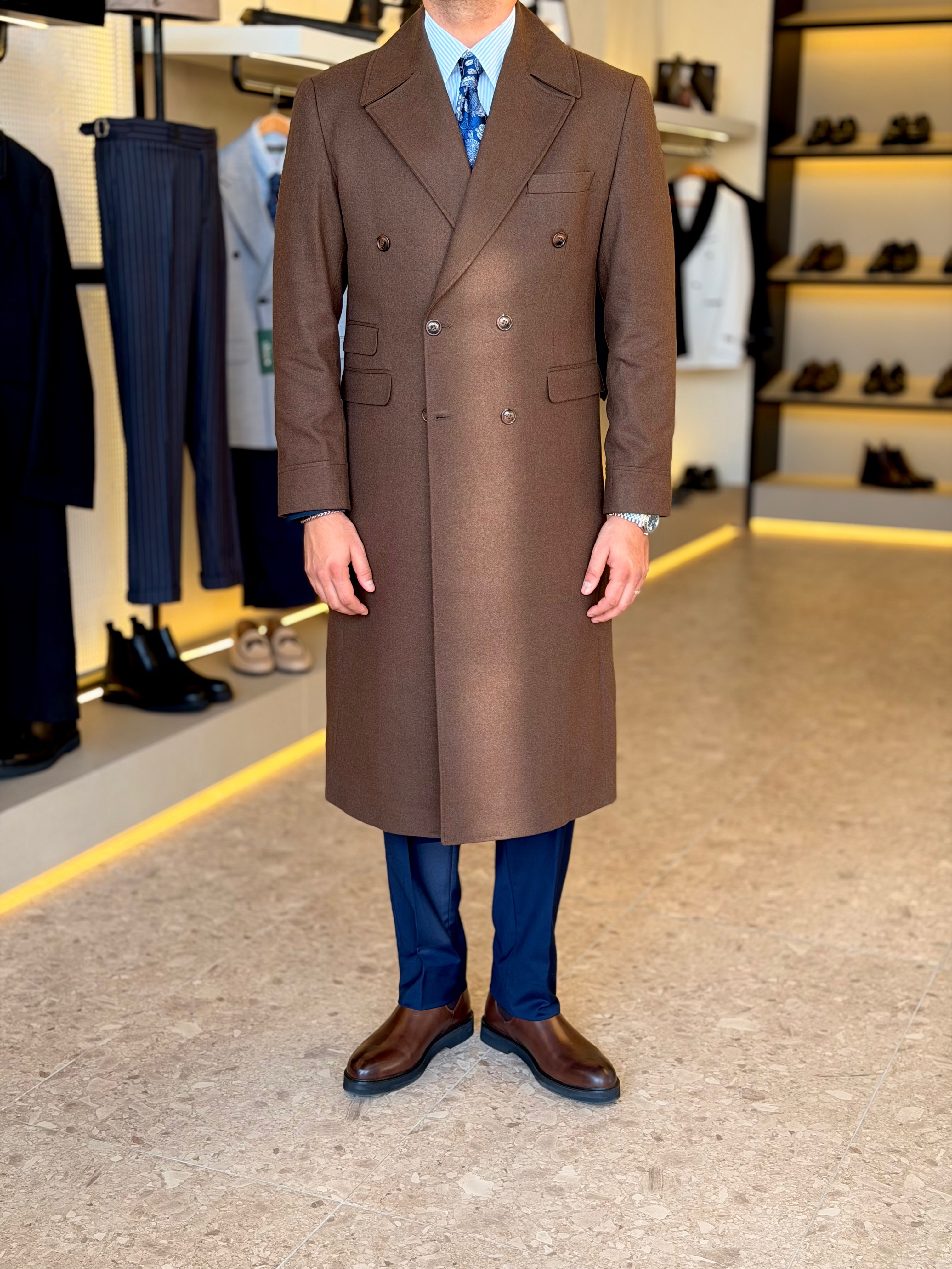 long double breasted coat  - Brown