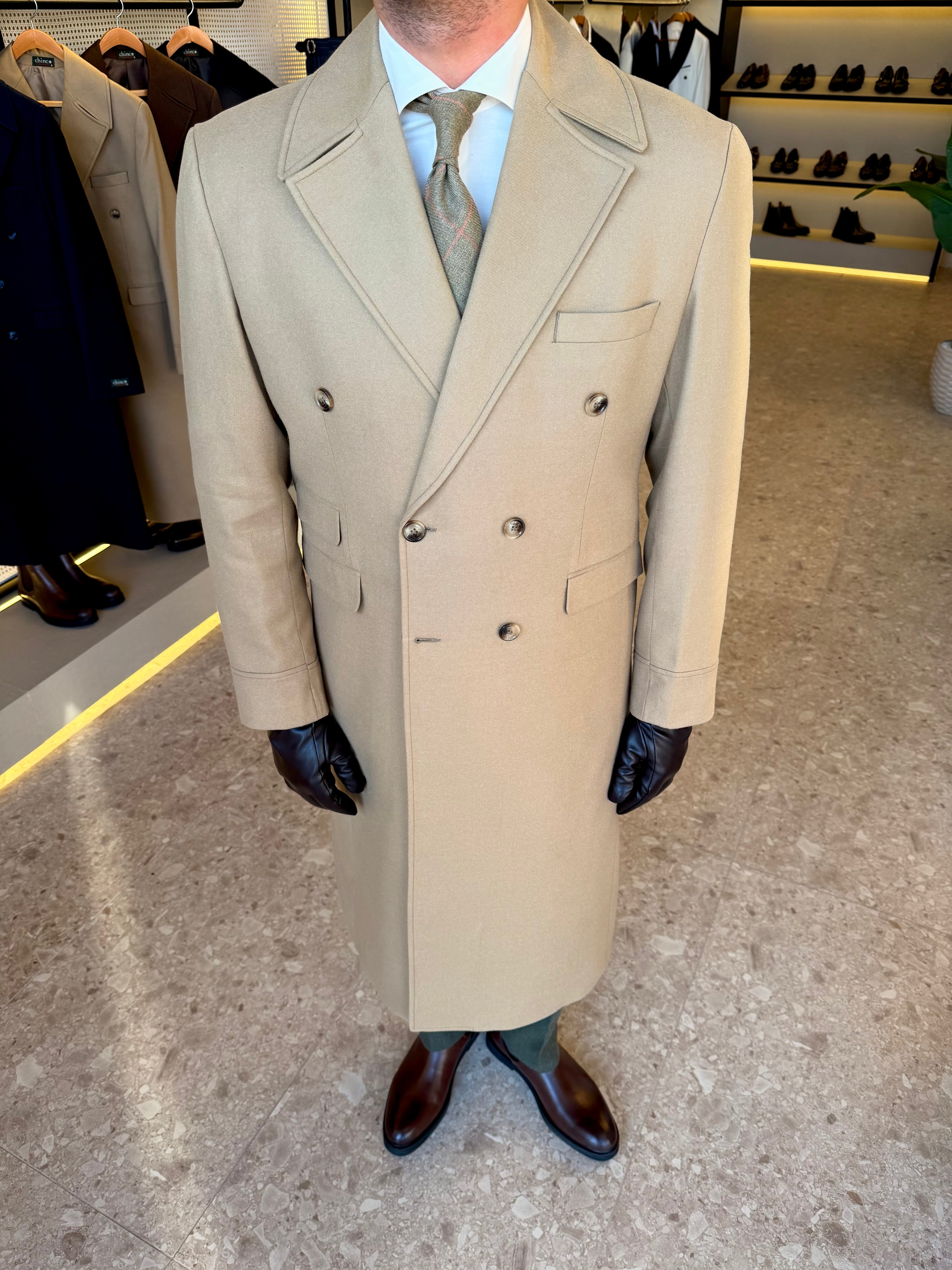 long double breasted coat  - Beige