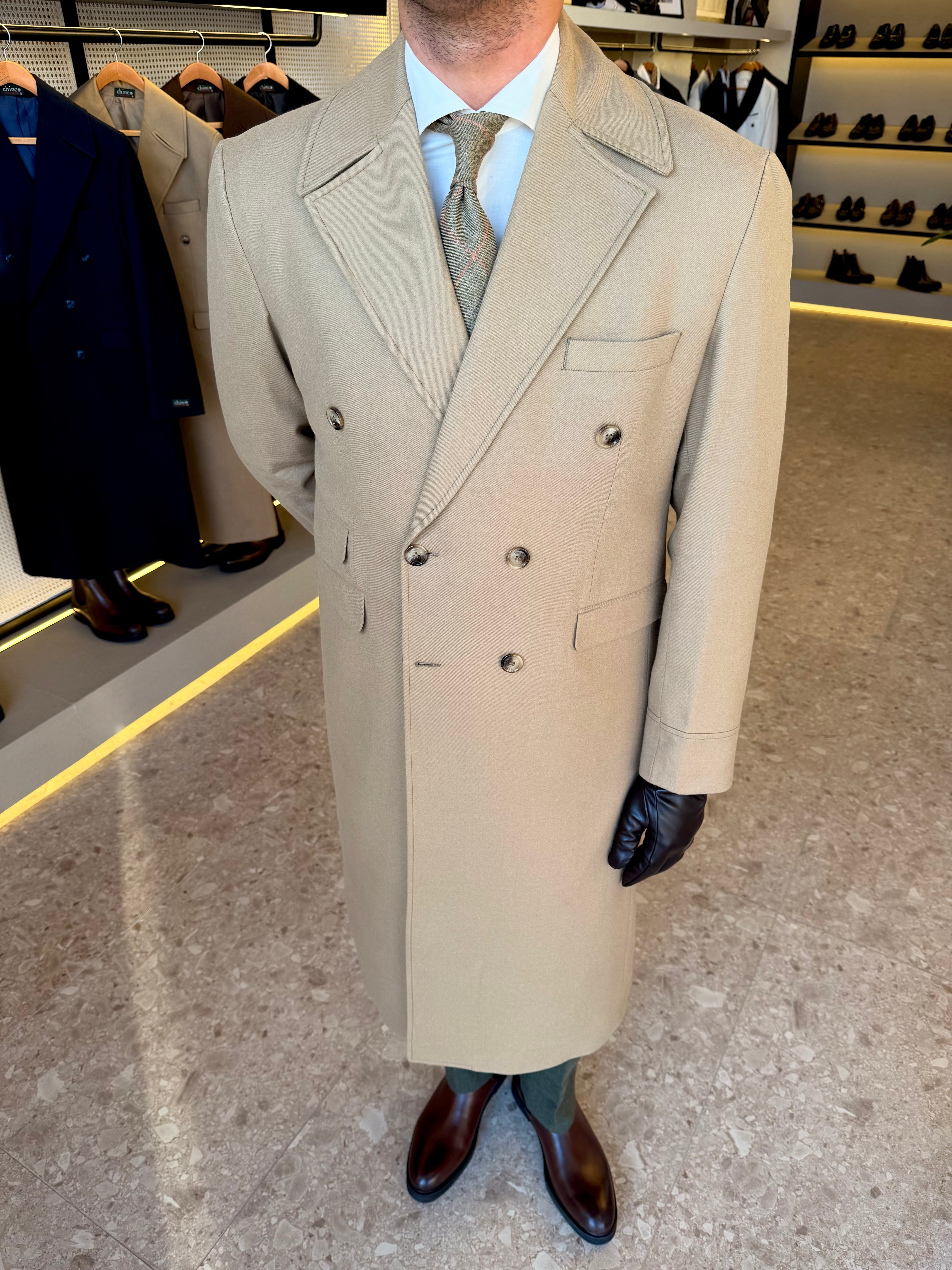 long double breasted coat  - Beige
