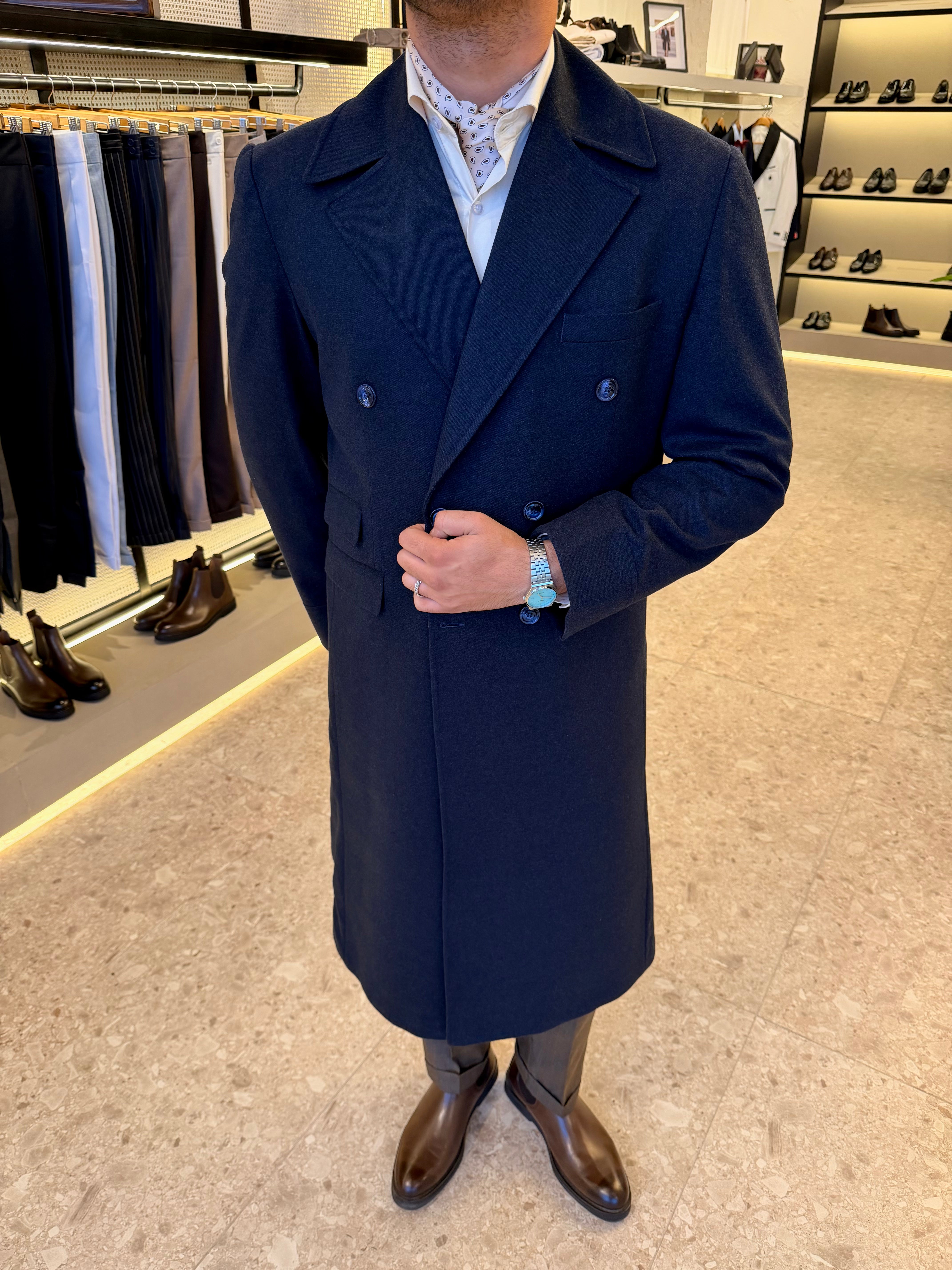long double breasted coat  - Navy