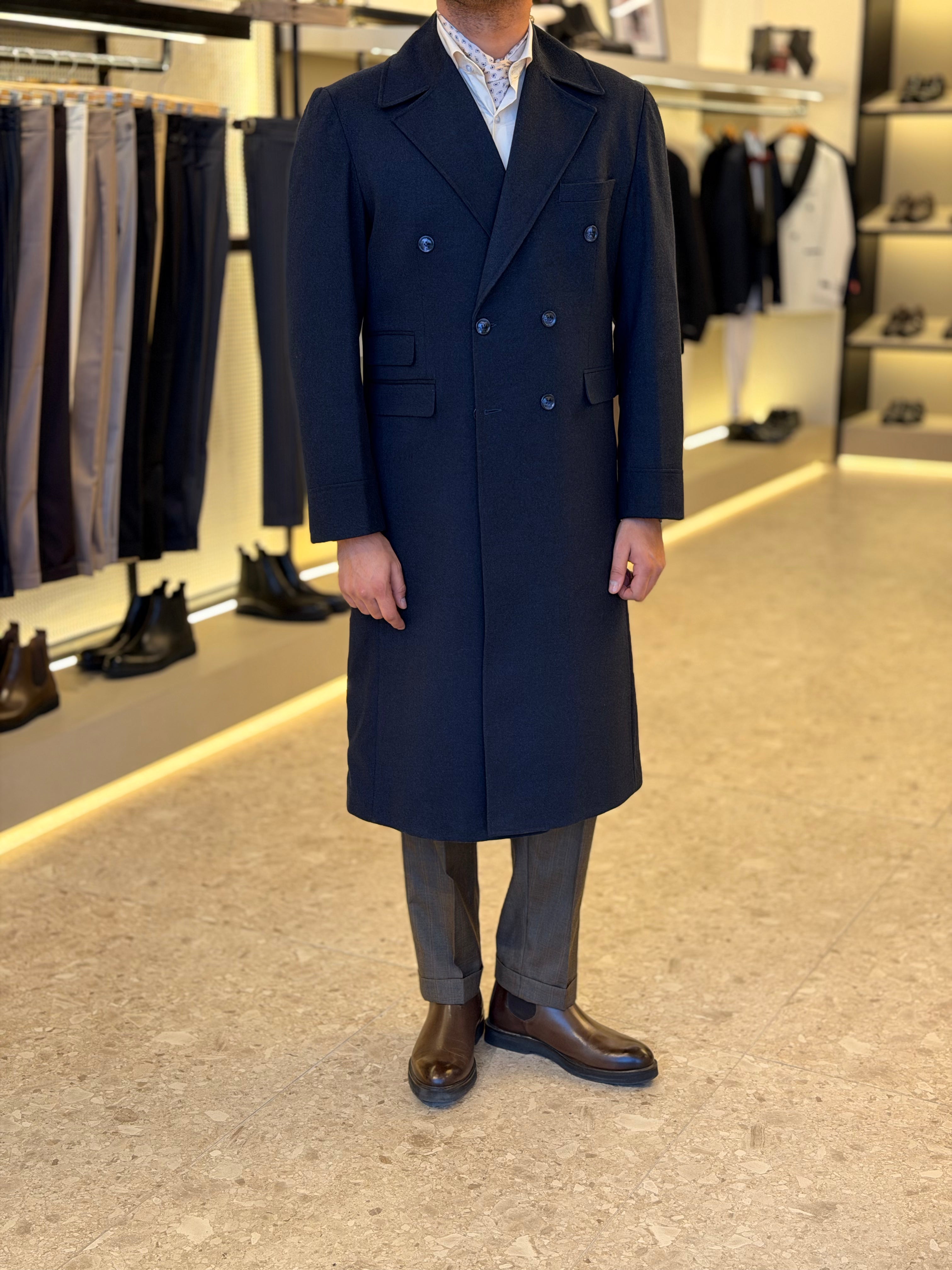 long double breasted coat  - Navy