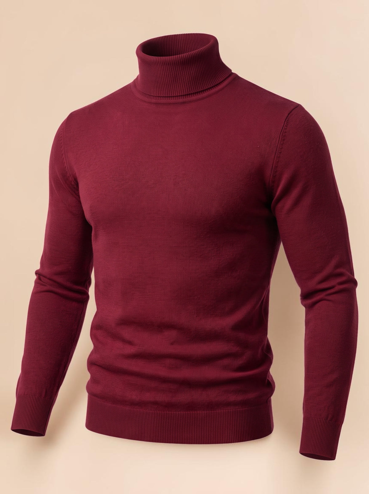 High-Neck Knitwear  - Burgundy
